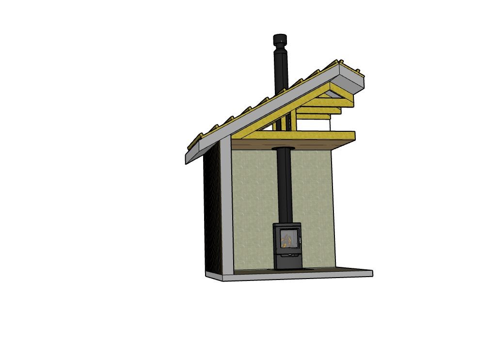  Westfire Uniq 45 + stålpipe m/ tilluft (B) Innv. flatt tak