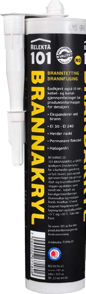 BRANNAKRYL 101 HVIT  Patron 310ML - godkjent EI 30-EI 240