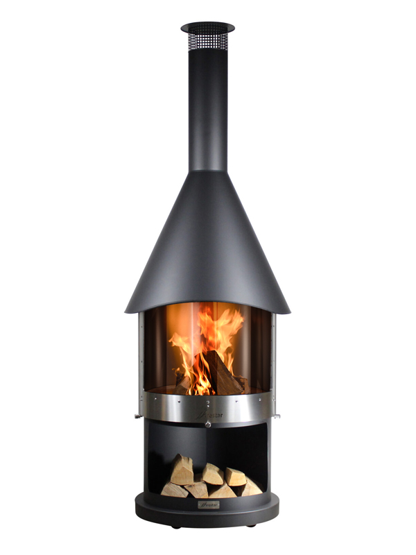 Firestar DN 800 Classic Swing sort (Ø80) m/glassdør