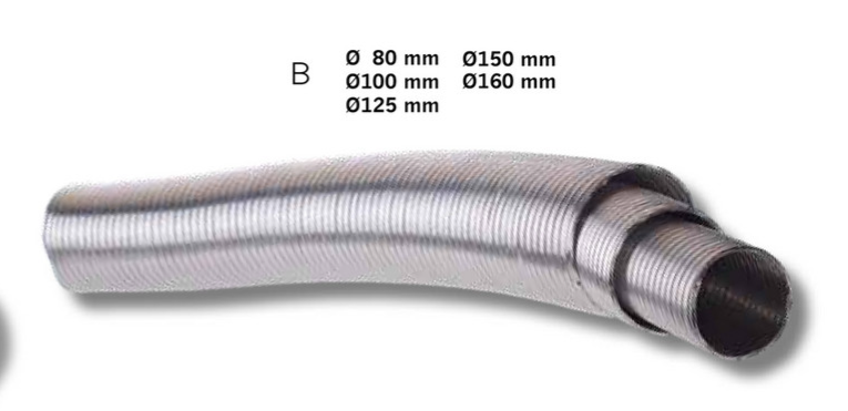 Friskluft flexirør  Ø80 - Ø160 (1-2,7 mtr)