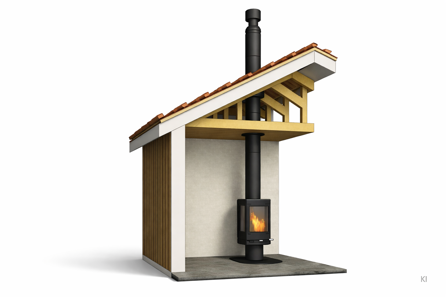 Peisovn og Isolert stålpipe, totallengde 500 cm